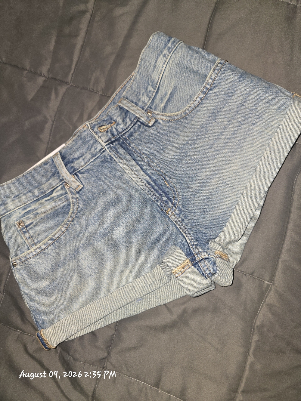Classic Light Blue Denim Roll-Cuff Women's Shorts